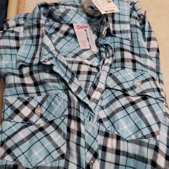 Justice plaid button down shirt - Picture 2 of 3